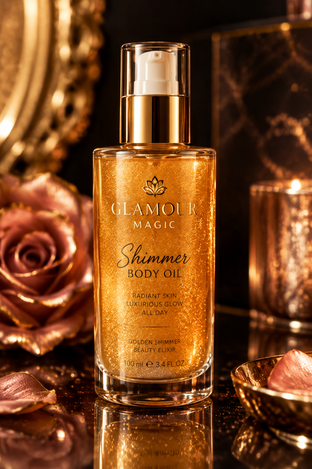 HER TURN — GLAMOUR MAGIC SHIMMER BODY OIL